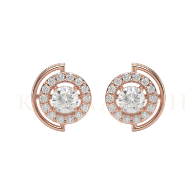 Front view of 0.25 ct Adorable Circlets Diamond Stud Earrings in rose gold.