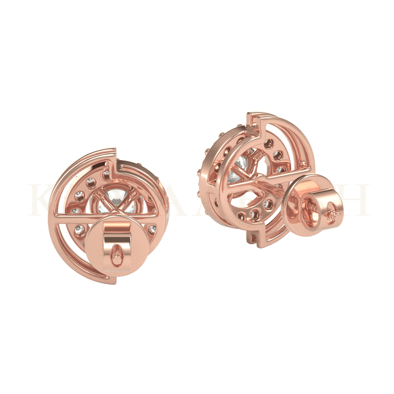 Backside view of 0.25 ct Adorable Circlets Diamond Stud Earrings in rose gold.