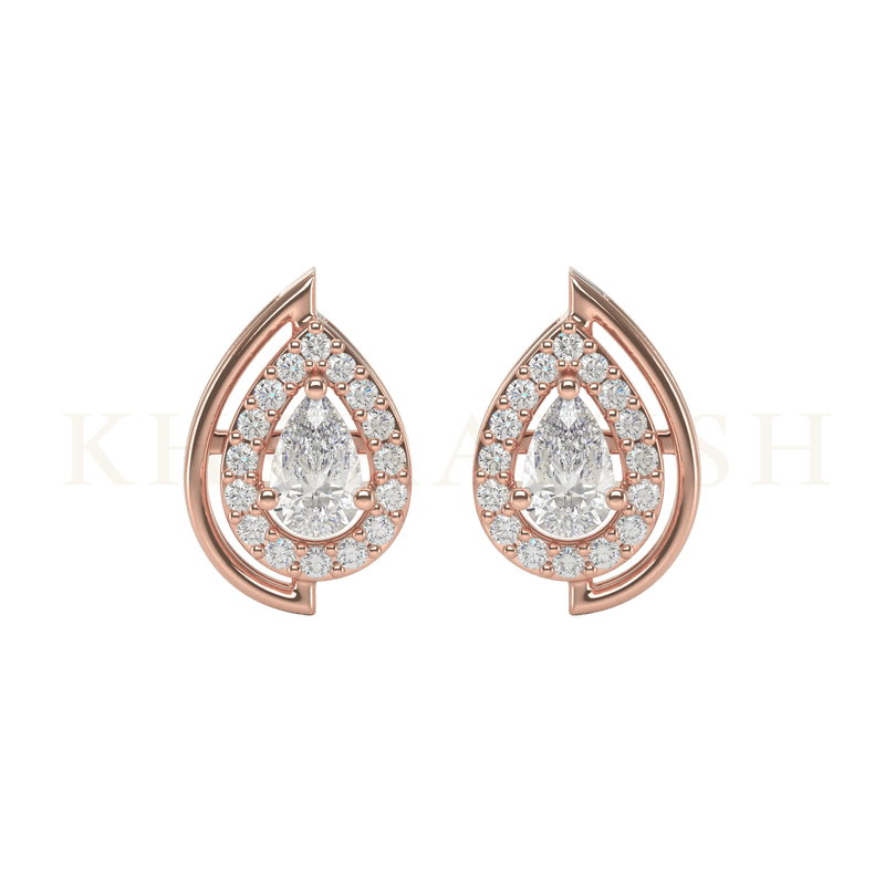 Front view of 0.25 ct Pleasurable Pears Diamond Stud Earrings in rose gold.