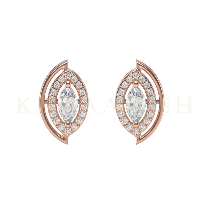 Front view of 0.25 ct Captivating Charms Diamond Stud Earrings in rose gold.