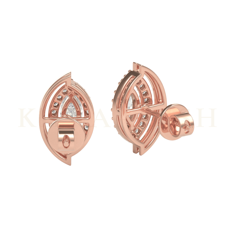Backside view of 0.25 ct Captivating Charms Diamond Stud Earrings in rose gold.