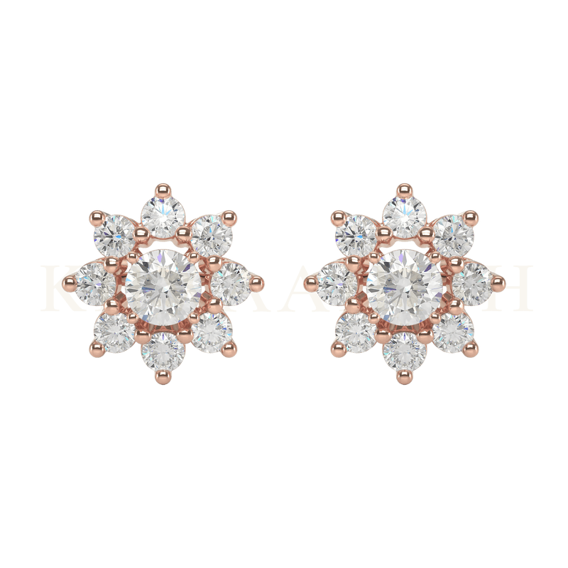 Front view of 0.30 ct Amaranth Bloom Diamond Stud Earrings in rose gold.