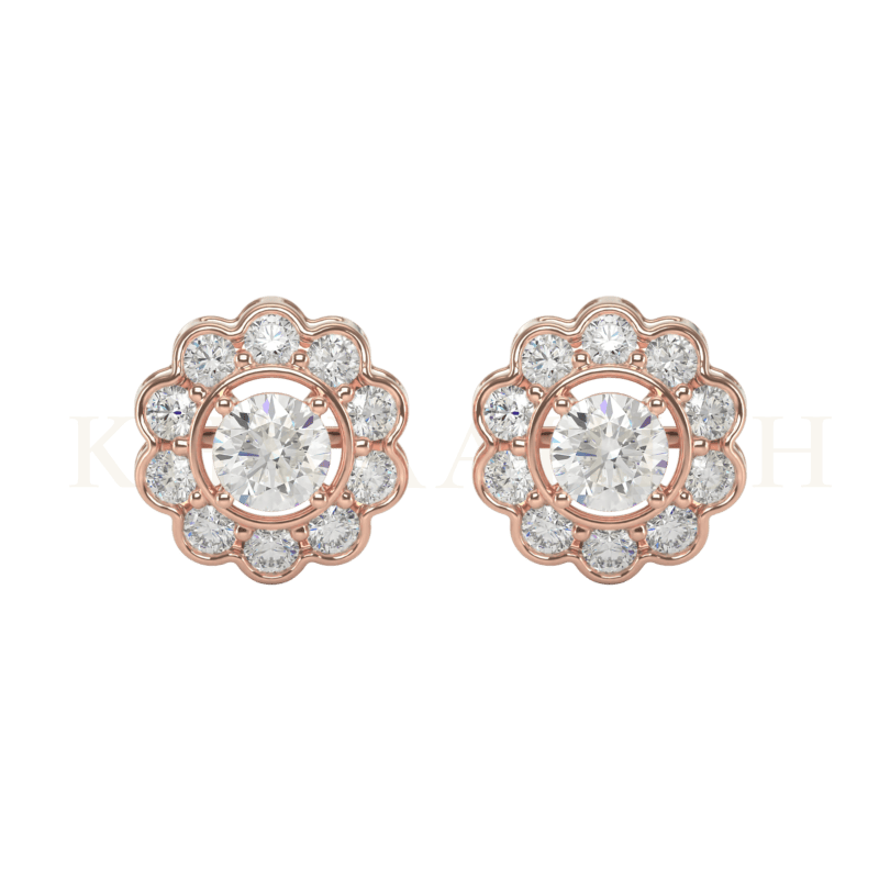 Front view of 0.30 ct Floral Fortune Diamond Stud Earrings in rose gold.
