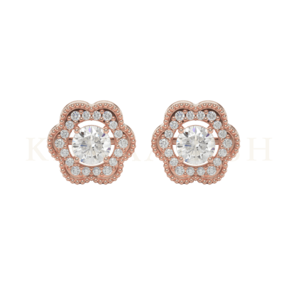 Front view of 0.25 ct Amaryllis Diamond Stud Earrings in rose gold.
