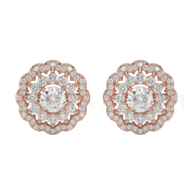 Front view of 0.25 ct Begonia Diamond Stud Earrings in rose gold.
