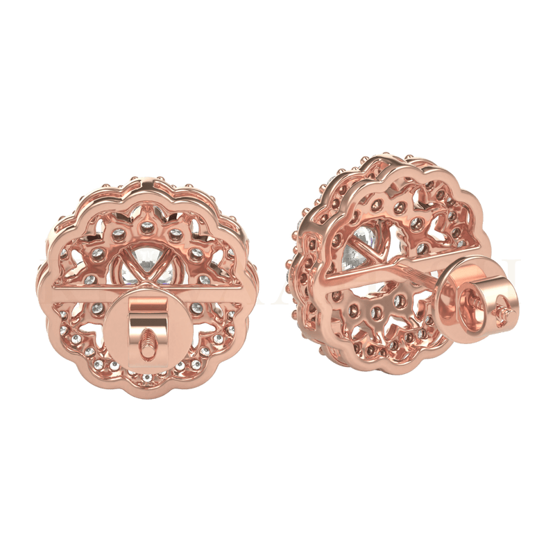Backside view of 0.25 ct Begonia Diamond Stud Earrings in rose gold.