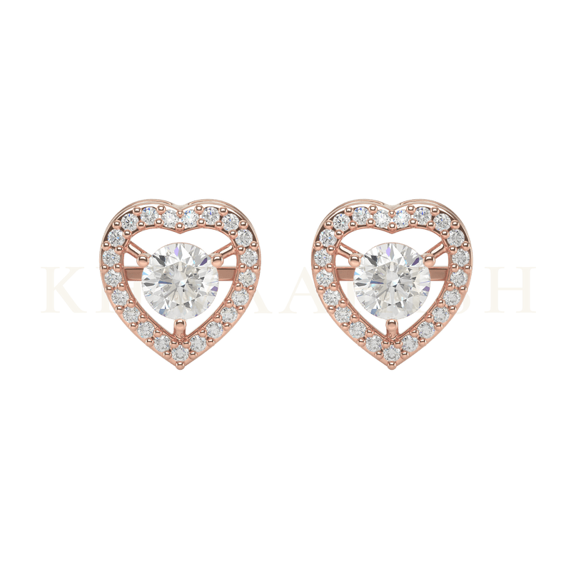 Front view of 0.30 ct Winsome Hearts Diamond Stud Earrings in rose gold.