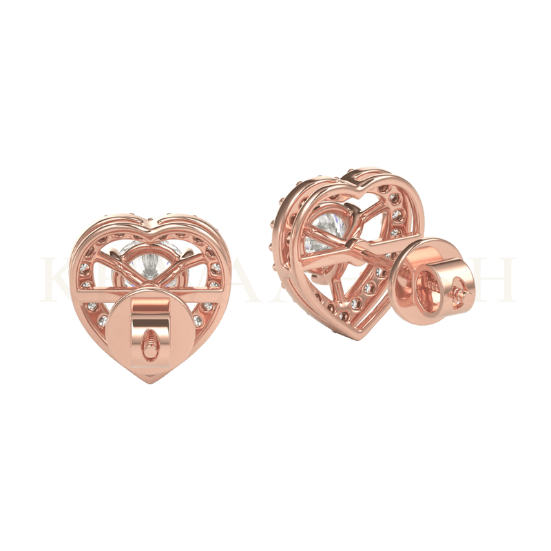 Backside view of 0.30 ct Winsome Hearts Diamond Stud Earrings in rose gold.