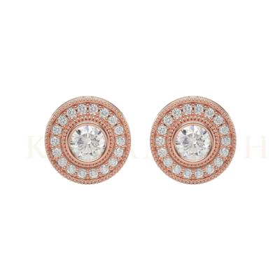 Front view of 0.30 ct Radiant Orb Diamond Stud Earrings in rose gold.