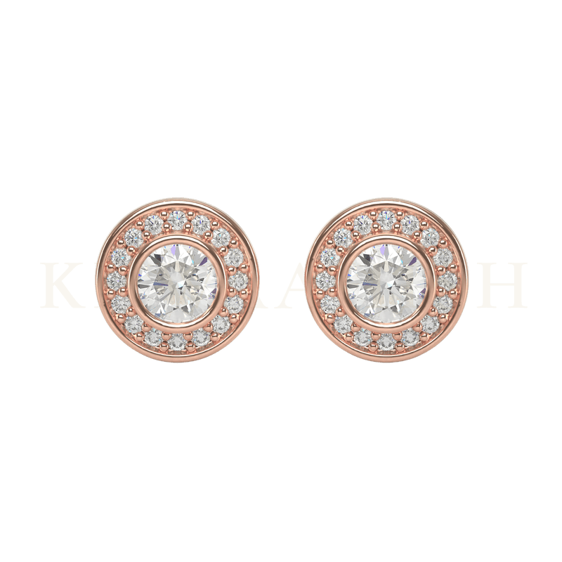 Front view of 0.30 ct Circular Charisma Diamond Stud Earrings in rose gold.