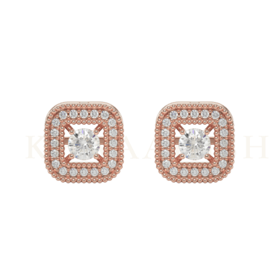 Front view of 0.15 ct Quadralite Diamond Stud Earrings in rose gold.