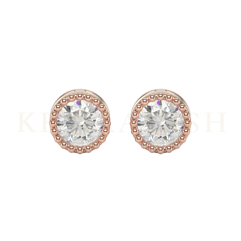 Front view of 0.40 ct Selika Diamond Stud Earrings in rose gold.