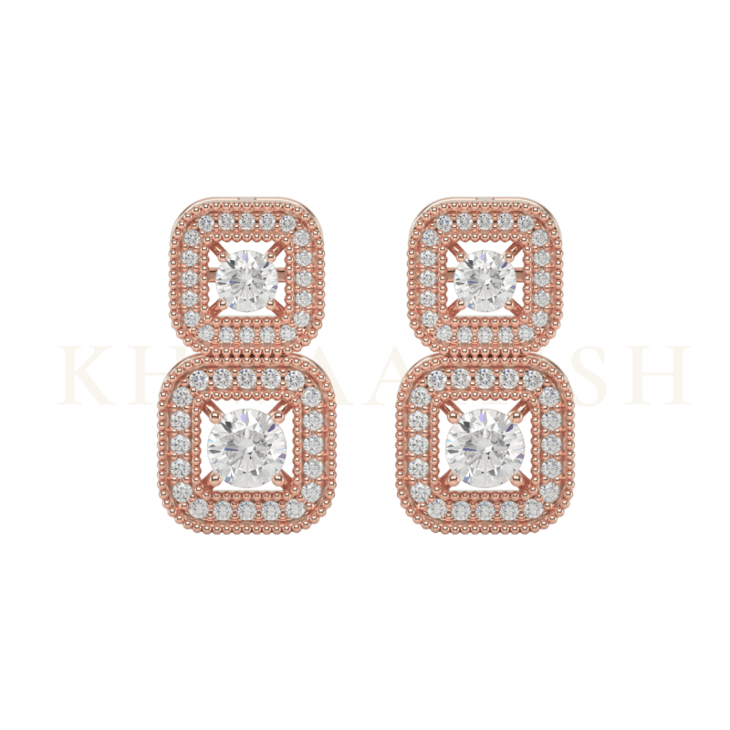 Front view of 0.15 ct and 0.25 ct Daily Dazzle Diamond Drop Earrings in rose gold.