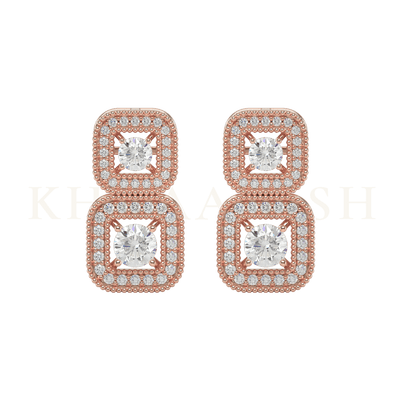 Front view of 0.15 ct and 0.25 ct Daily Dazzle Diamond Drop Earrings in rose gold.