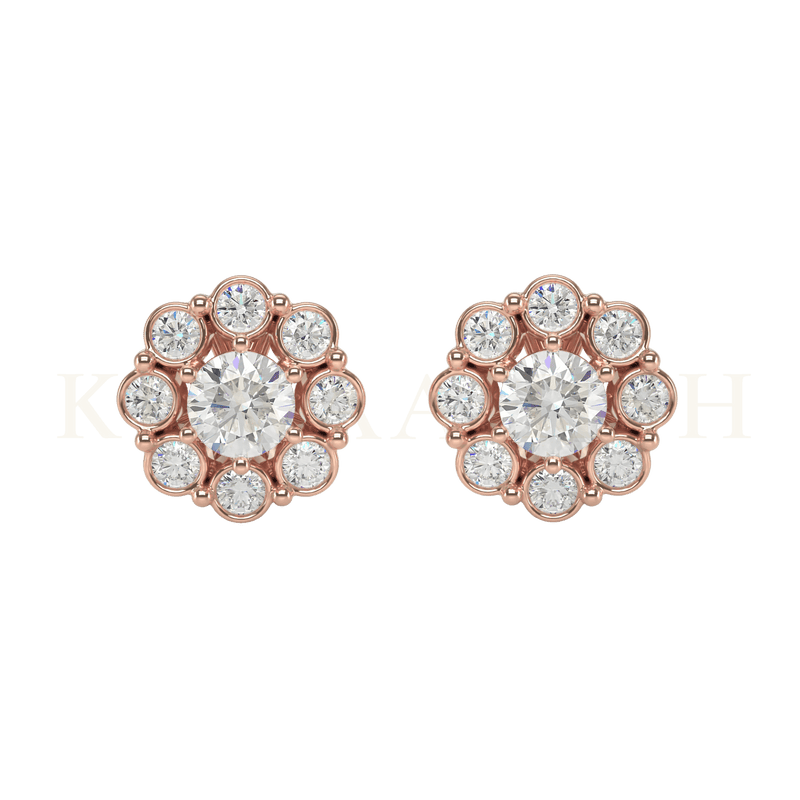 Front view of 0.30 ct Heavenly Orbs Diamond Stud Earrings in rose gold.