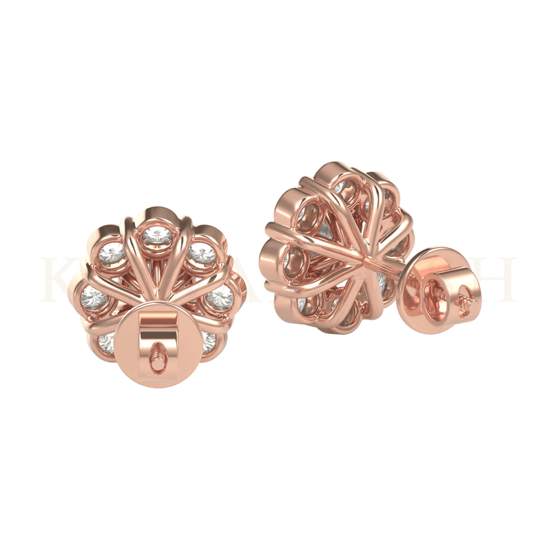 Backside view of 0.30 ct Heavenly Orbs Diamond Stud Earrings in rose gold.