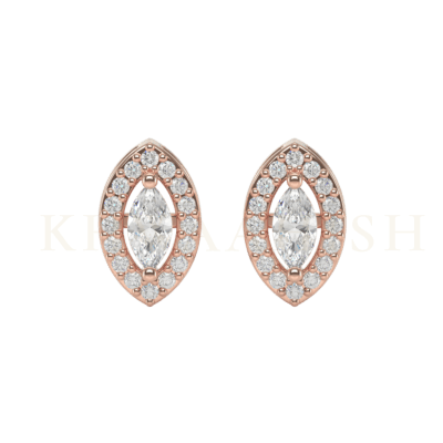 Front view of 0.15 ct Resplendant Marquise Diamond Stud Earrings in rose gold.