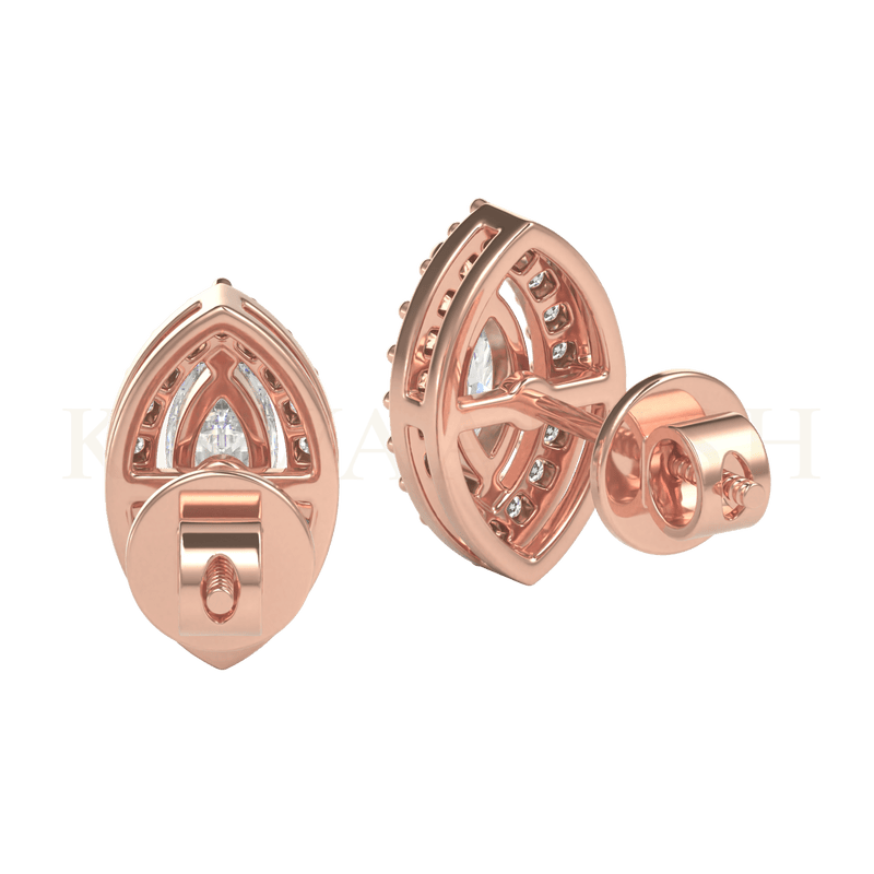 Backside view of 0.25 ct Radiant Marquise Diamond Stud Earrings in rose gold.
