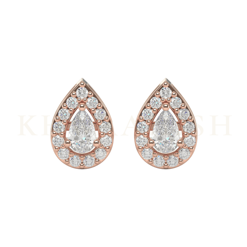 Front view of 0.15 ct Perfect Pear Diamond Stud Earrings in rose gold.