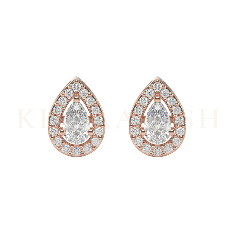 Front view of 0.25 ct Pear Pleasure Diamond Stud Earrings in rose gold.