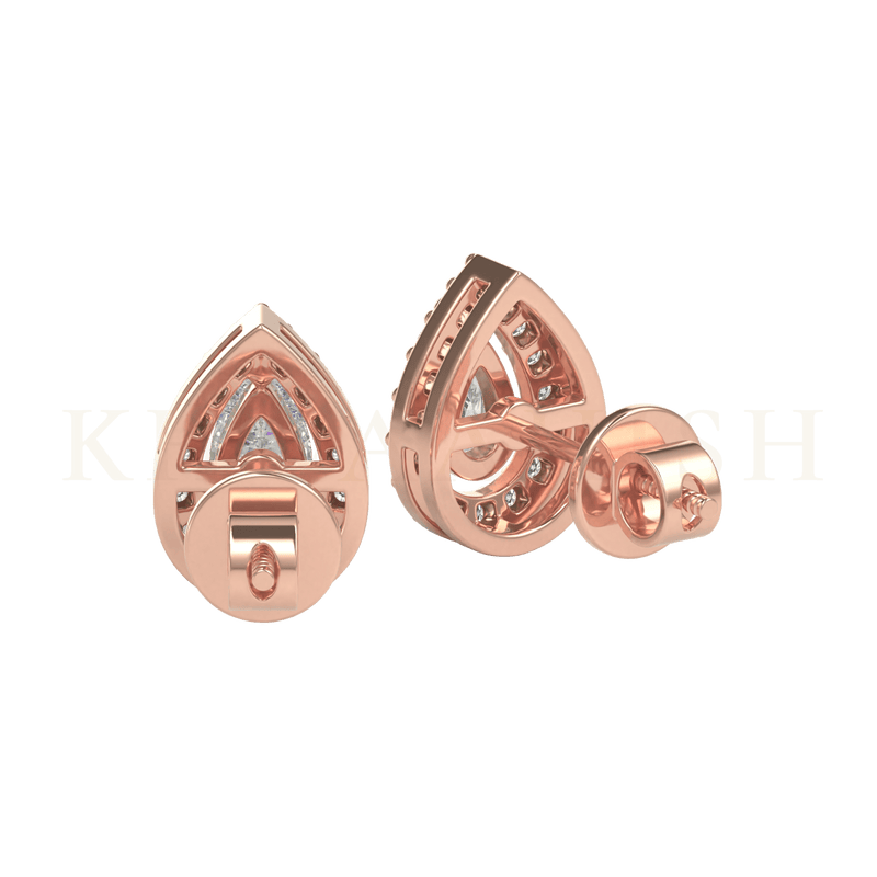 Side view of 0.25 ct Pear Pleasure Diamond Stud Earrings in rose gold.