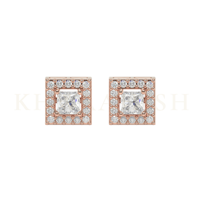 Front view of 0.15 ct Darling Princess Diamond Stud Earrings in rose gold.