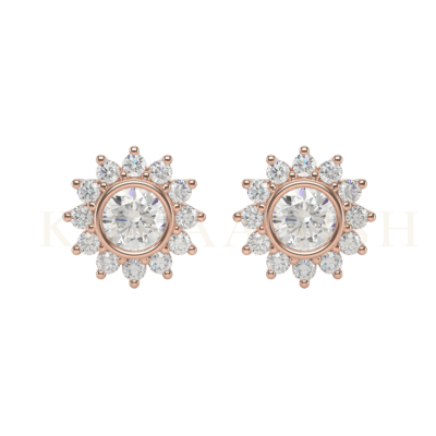 Front view of 0.50 ct Inestimable Lure Diamond Stud Earrings in rose gold.