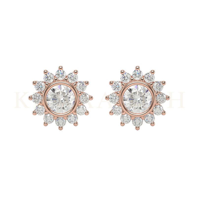 Front view of 0.50 ct Inestimable Lure Diamond Stud Earrings in rose gold.