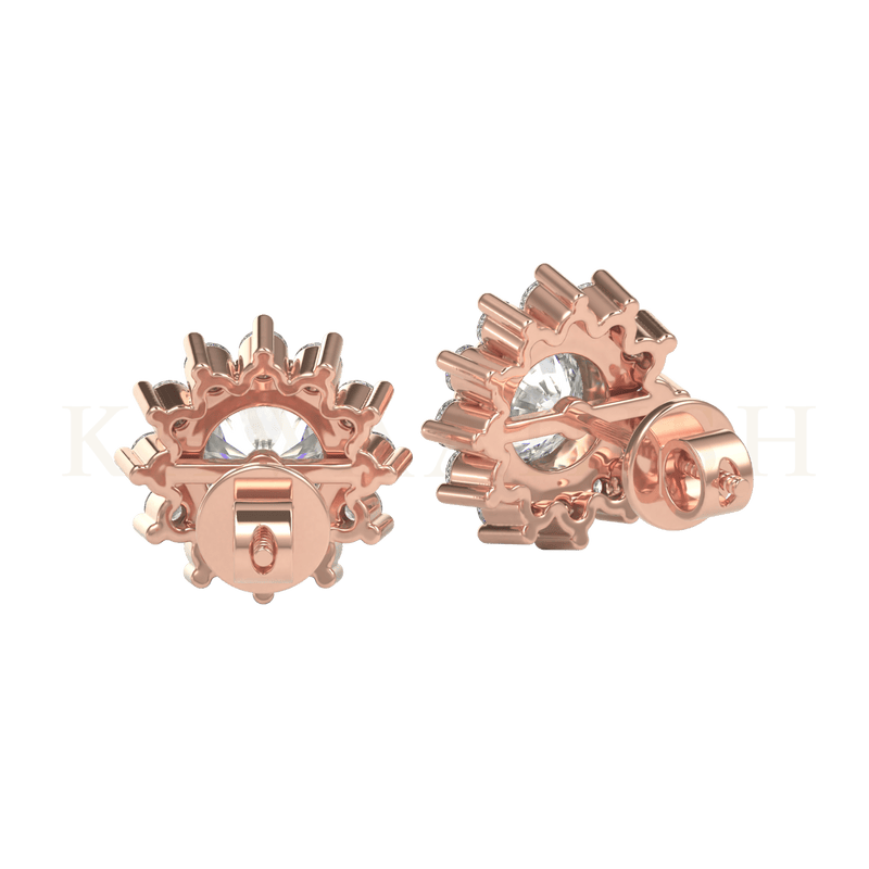 Backside view of 0.50 ct Inestimable Lure Diamond Stud Earrings in rose gold.