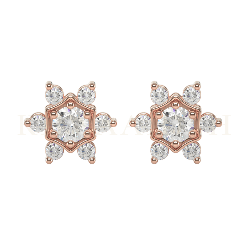 Front view of 0.25 ct Flashing Starlets Diamond Stud Earrings in rose gold.