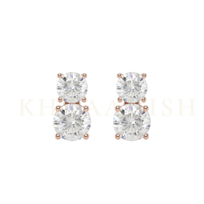 Front view of 0.30 ct and 0.50 ct Bonny Brightstar Diamond Drop Earrings in rose gold.