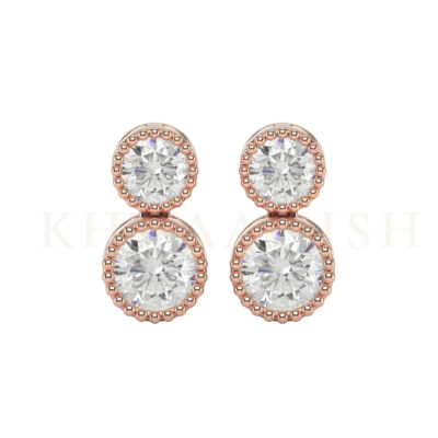 Front view of 0.30 ct and 0.50 ct Irresistible Radiance Diamond Drop Earrings in rose gold.