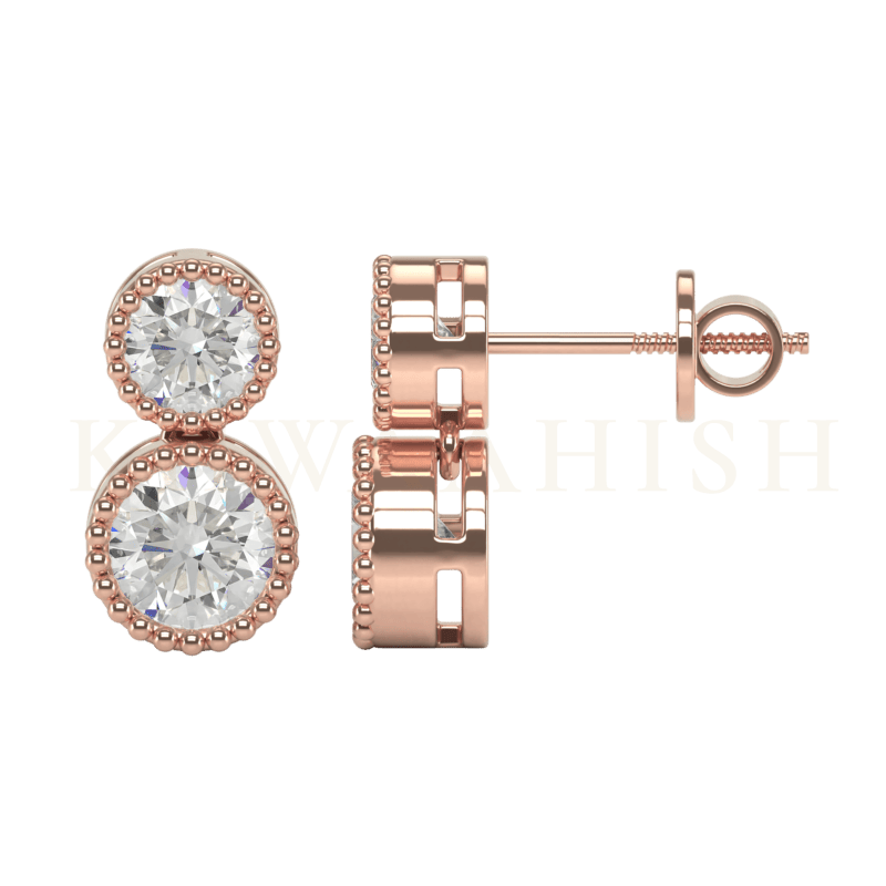 Side view of 0.30 ct and 0.50 ct Irresistible Radiance Diamond Drop Earrings in rose gold.
