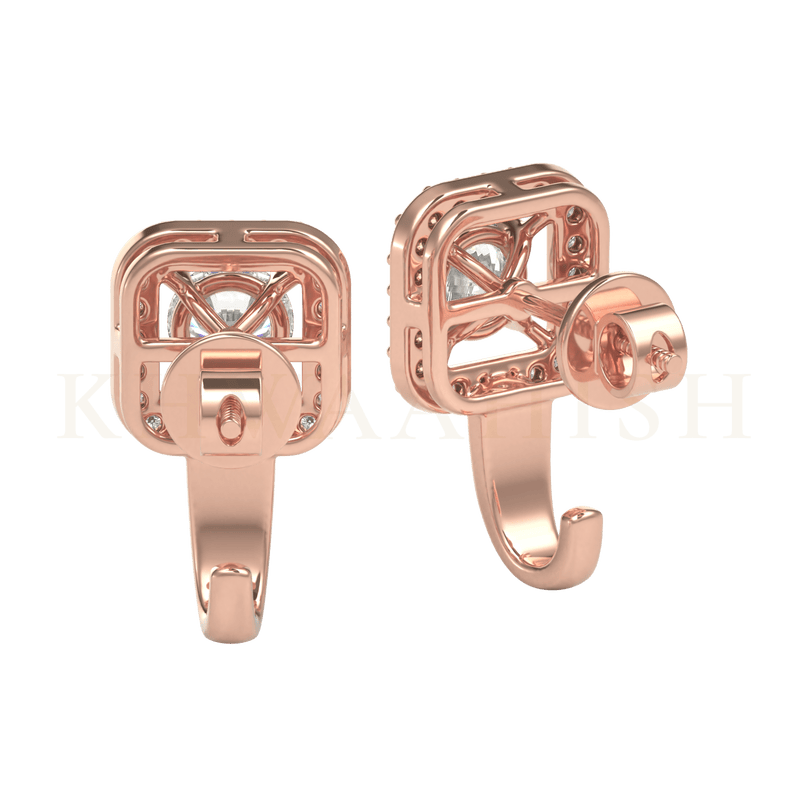 Backside view of 0.30 ct Winsome Squares Diamond Baalis in rose gold.