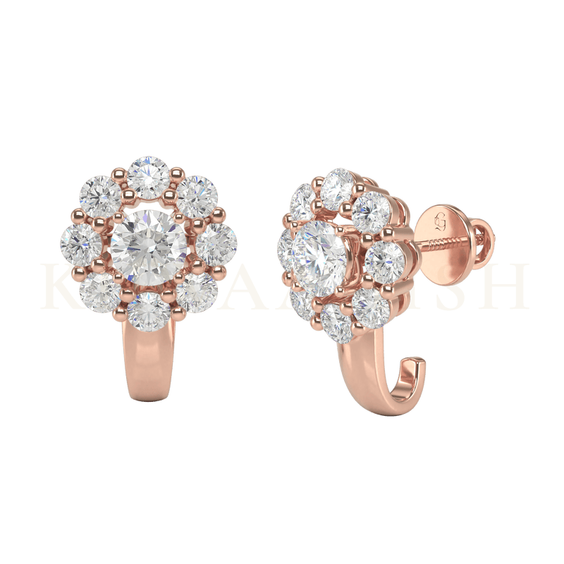 Slanting view of 0.30 ct Opulent Corsage Diamond Baalis in rose gold.