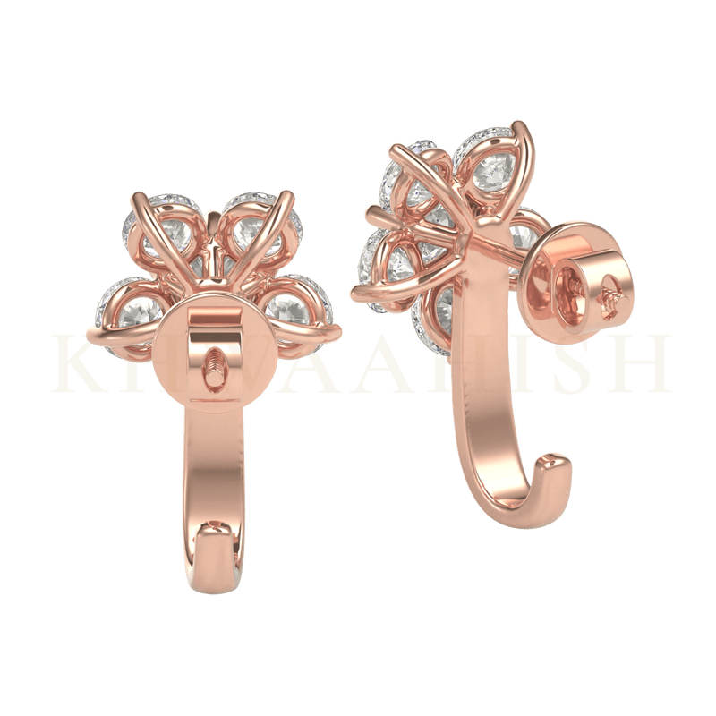 Backside view of 0.25 ct Fetching Florals Diamond Baalis in rose gold.