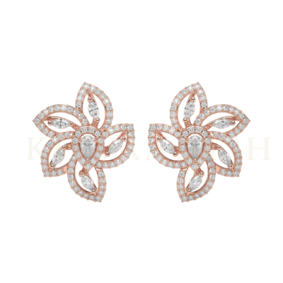 Front view of 0.15 ct Admirable Amaryllis Diamond Stud Earrings in rose gold.