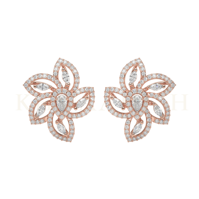 Front view of 0.15 ct Admirable Amaryllis Diamond Stud Earrings in rose gold.