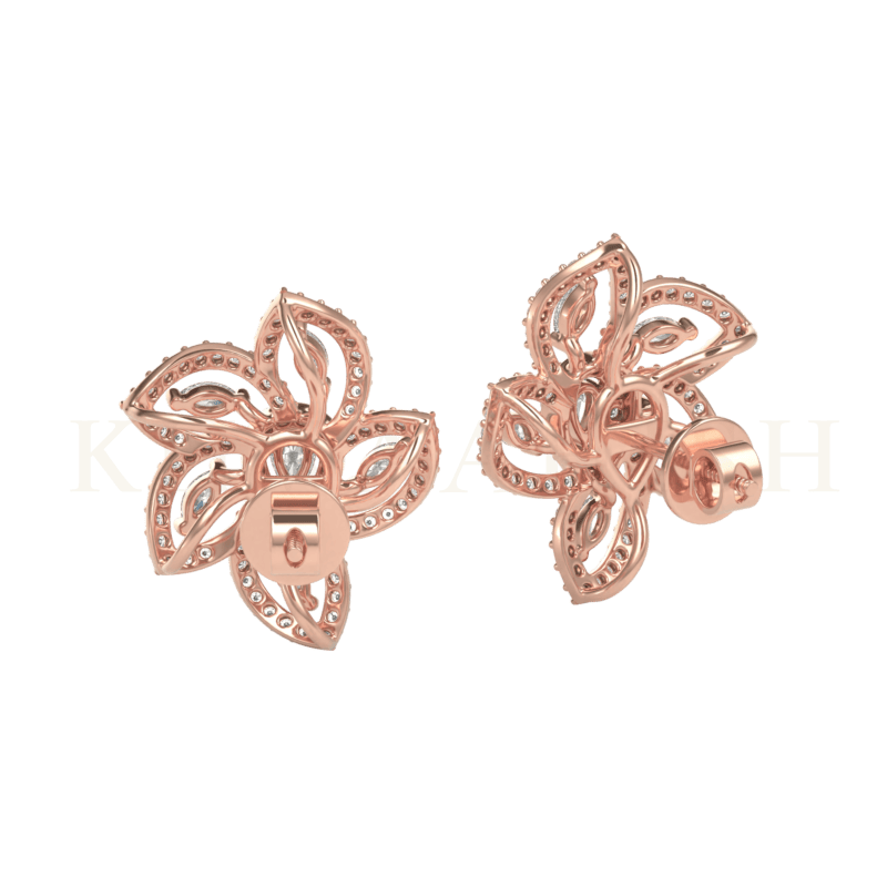 Backside view of 0.15 ct Admirable Amaryllis Diamond Stud Earrings in rose gold.