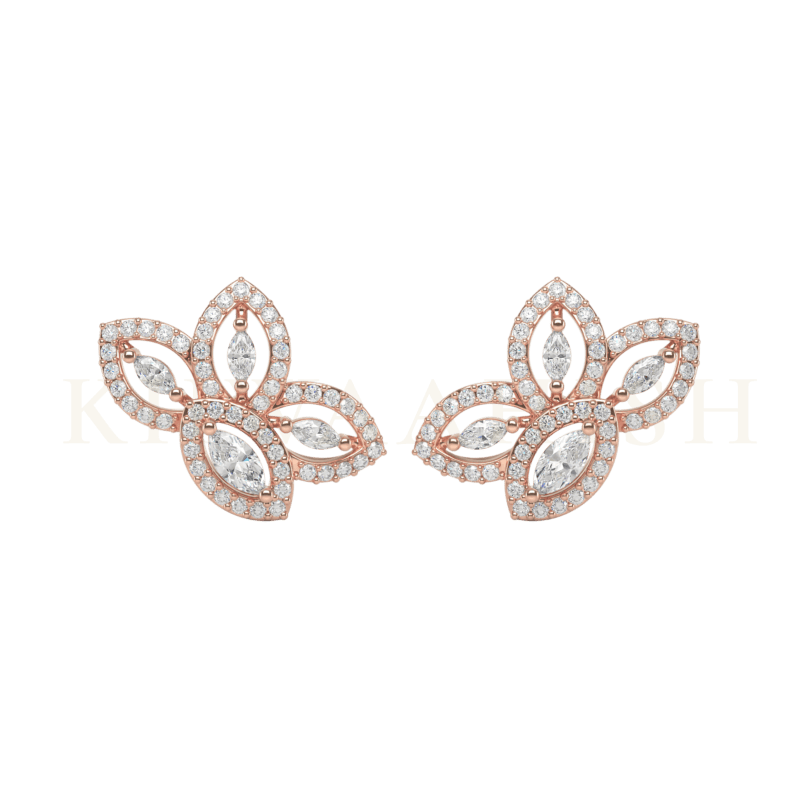 Front view of 0.15 ct Benevolent Blossoms Diamond Stud Earrings in rose gold.