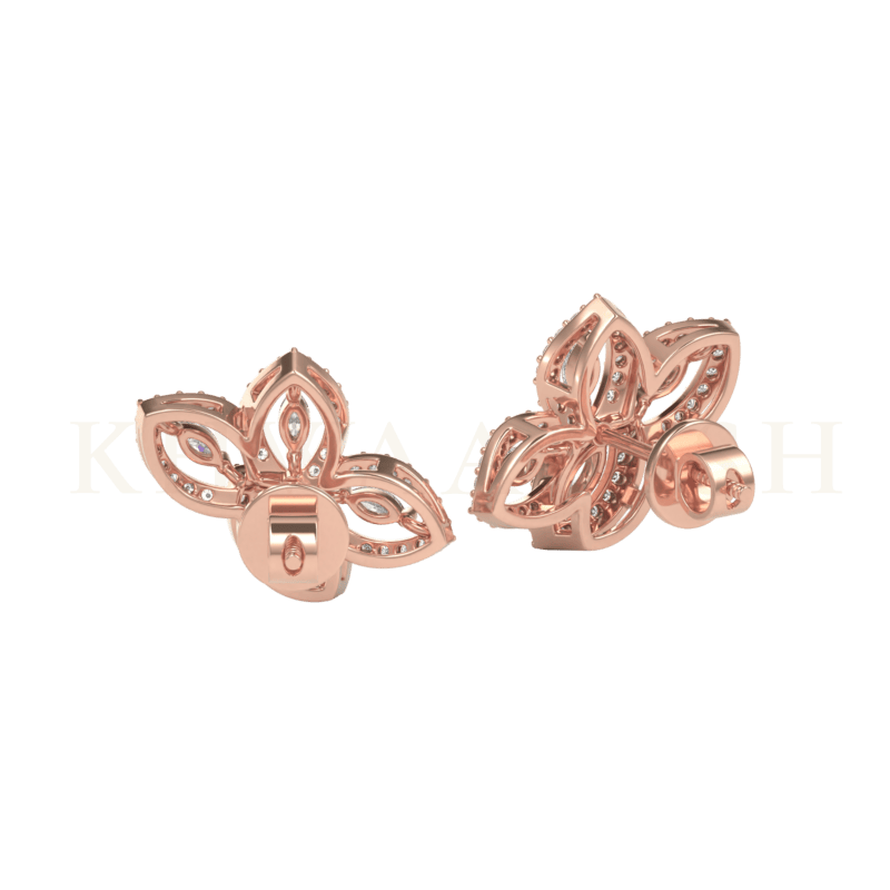 Backside view of 0.15 ct Benevolent Blossoms Diamond Stud Earrings in rose gold.
