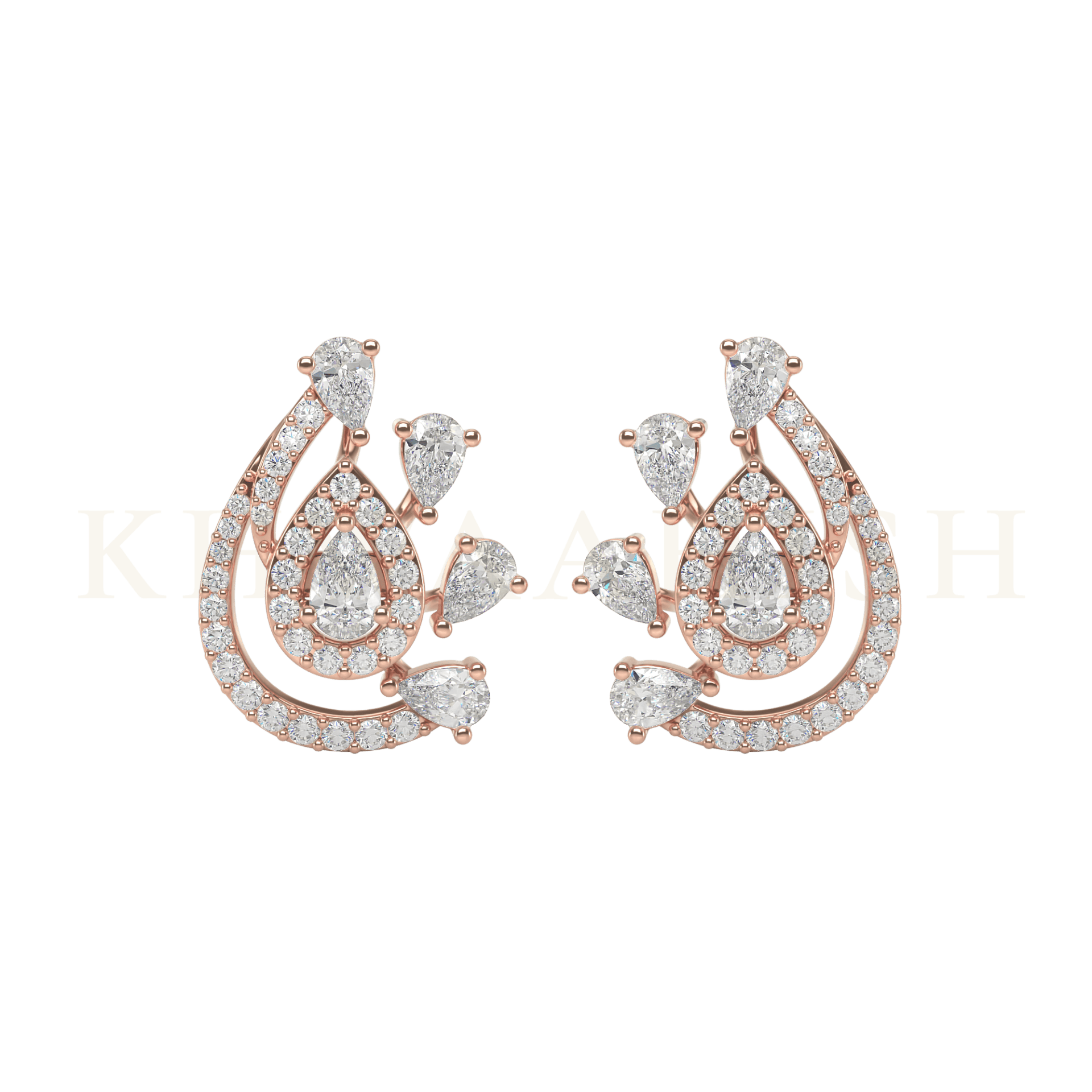 Front view of 0.15 ct Impeccable Impressions Diamond Stud Earrings in rose gold.