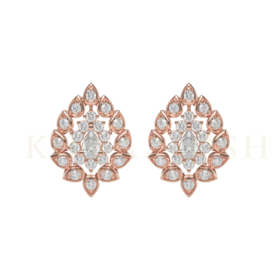 Front view of 0.15 ct Extravagant Ecstasy Diamond Stud Earrings in rose gold.