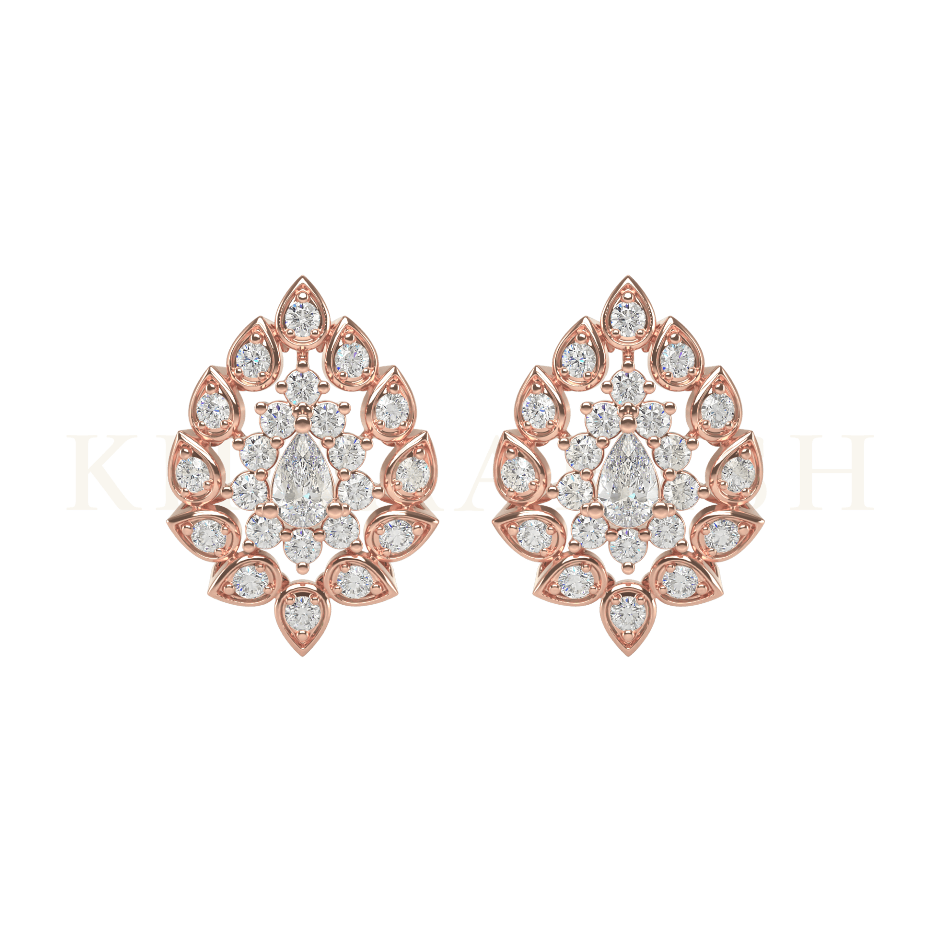 Front view of 0.15 ct Extravagant Ecstasy Diamond Stud Earrings in rose gold.
