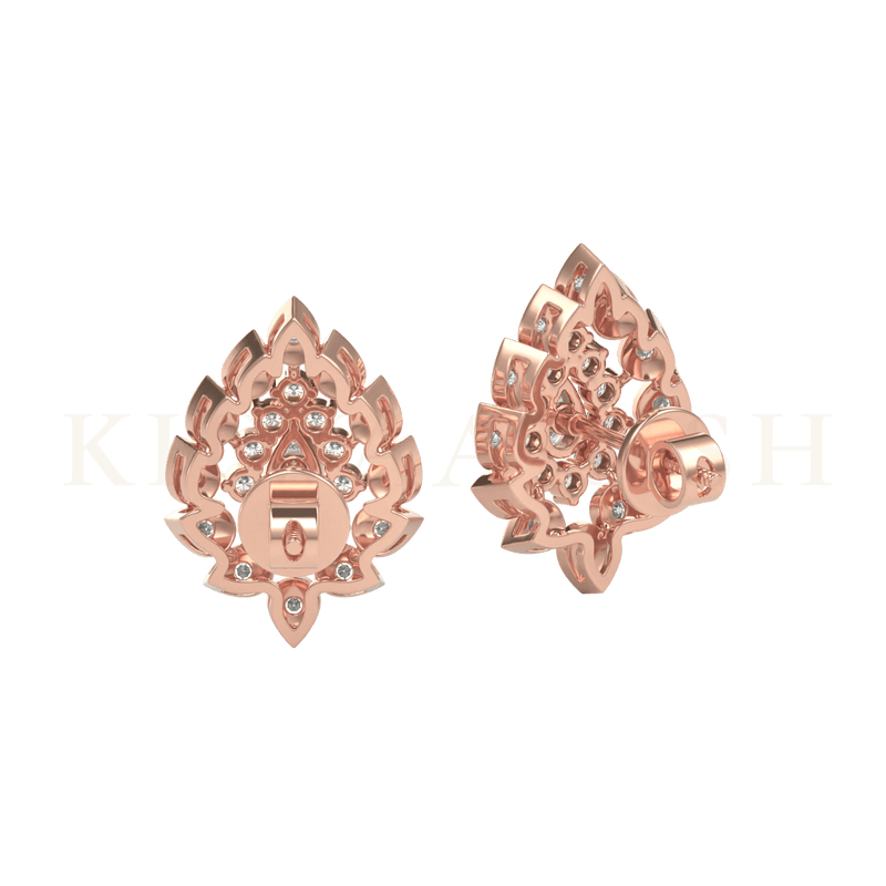 Backside view of 0.15 ct Extravagant Ecstasy Diamond Stud Earrings in rose gold.