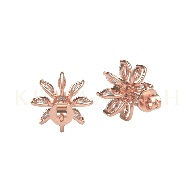 Backside view of 0.15 ct Captivating Charm Diamond Stud Earrings in rose gold.