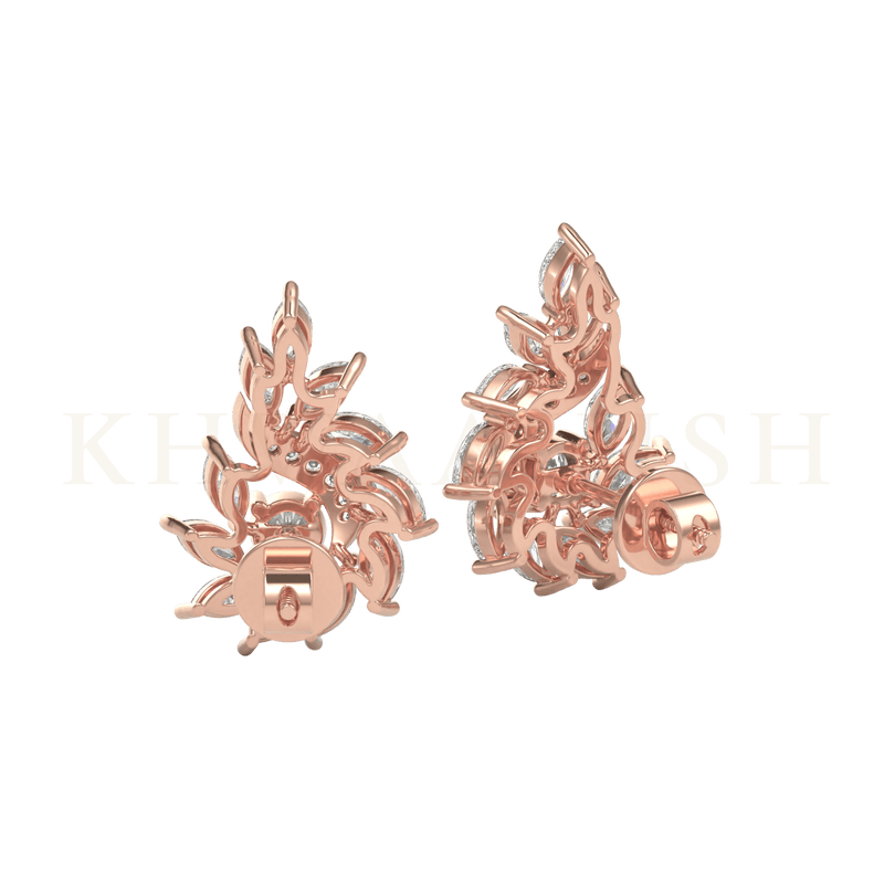 Backside view of 0.15 ct Impressive Illuminations Diamond Stud Earrings in rose gold.
