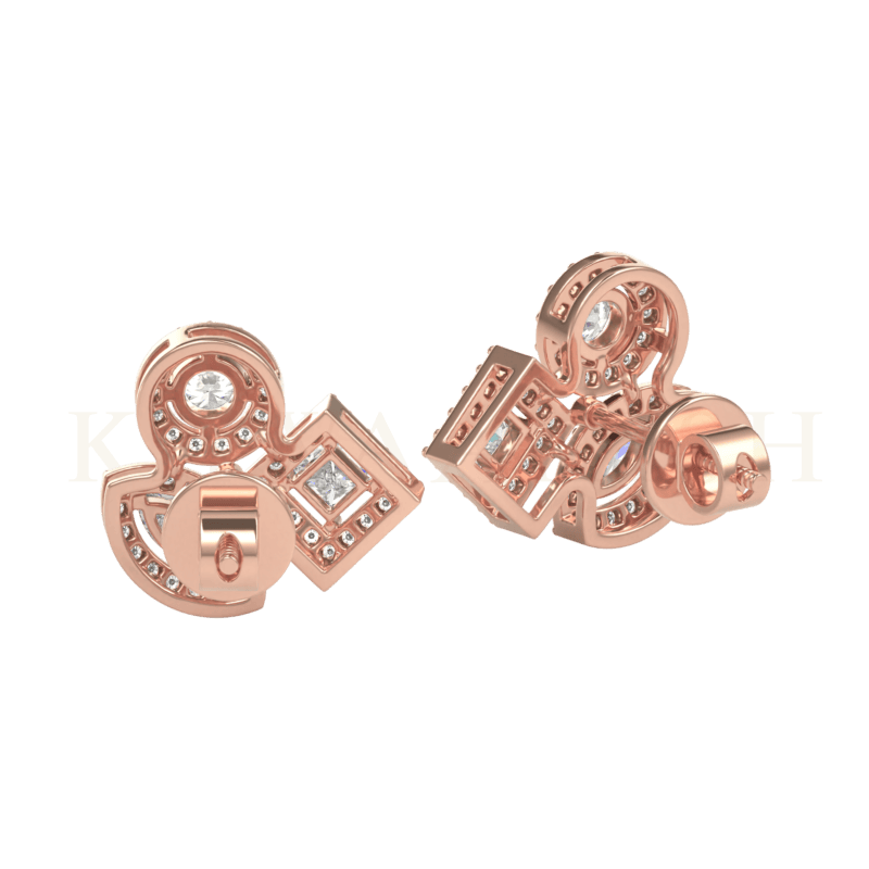 Backside view of 0.15 ct Luminous Sparkle Diamond Stud Earrings in rose gold.