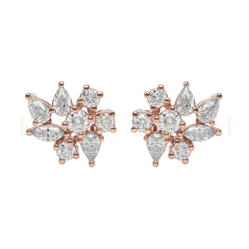 Front view of Oozing Elegance Diamond Earrings in rose gold.