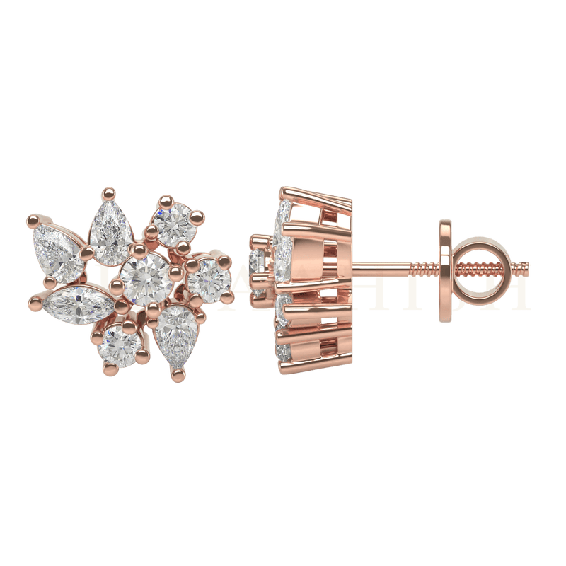 Side view of Oozing Elegance Diamond Earrings in rose gold.
